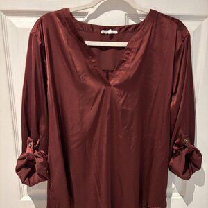 Maurices Wine Colored Tab Sleeve Blouse